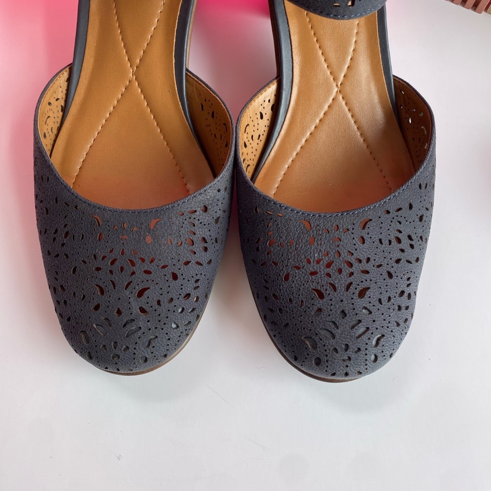 EASY SPIRIT Cindie Mary Jane Round Toe Block Heel Blue Dress Pumps Size 9 - Picture 3 of 14